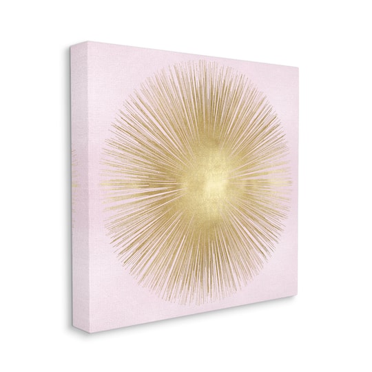 Stupell Industries Minimal Abstract Glam Sunburst Lines Over Pink Canvas Wall Art
